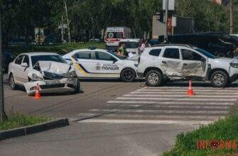 У Дніпрі на проспекті Поля зіткнулися Skoda та поліцейський Renault: останній перекрив пішохідний перехід
